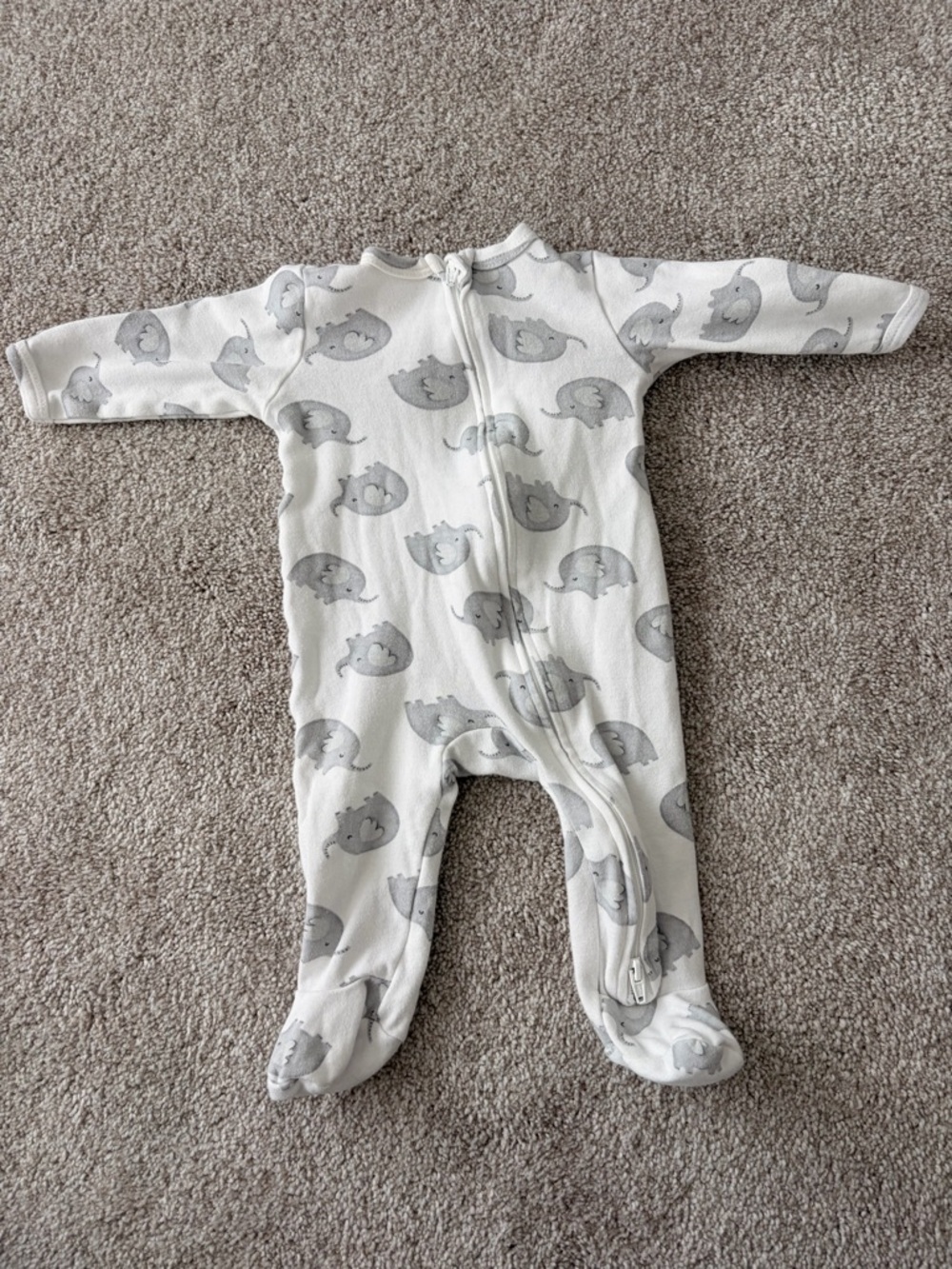 Rabbit & Bear - Gray Elephant Print Zip Footed One-Piece